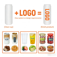 Vente en gros de canettes en plastique transparent PET jetables de 250 ml et 500 ml pour boissons gazeuses, avec couvercle en aluminium