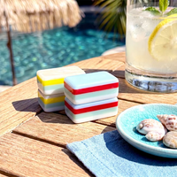 Mahjong américain personnalisé de luxe, écologique, durable, sur le thème de la plage flamant rose bleu clair, avec tapis Lotus Blanc, 160 pièces en acrylique