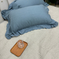 Housse de coussin à volants en chanvre 100% avec dentelle, couleur unie, lot de deux pour salon – Offre Spéciale