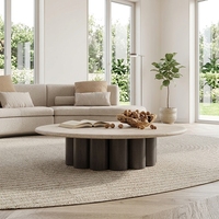 Table basse moderne du milieu du siècle, base irrégulière, plateau rond en marbre, table centrale