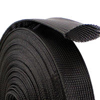Tubo de malla trenzada expandible de PET negro antidesgarro para envolver arneses de cables automotrices