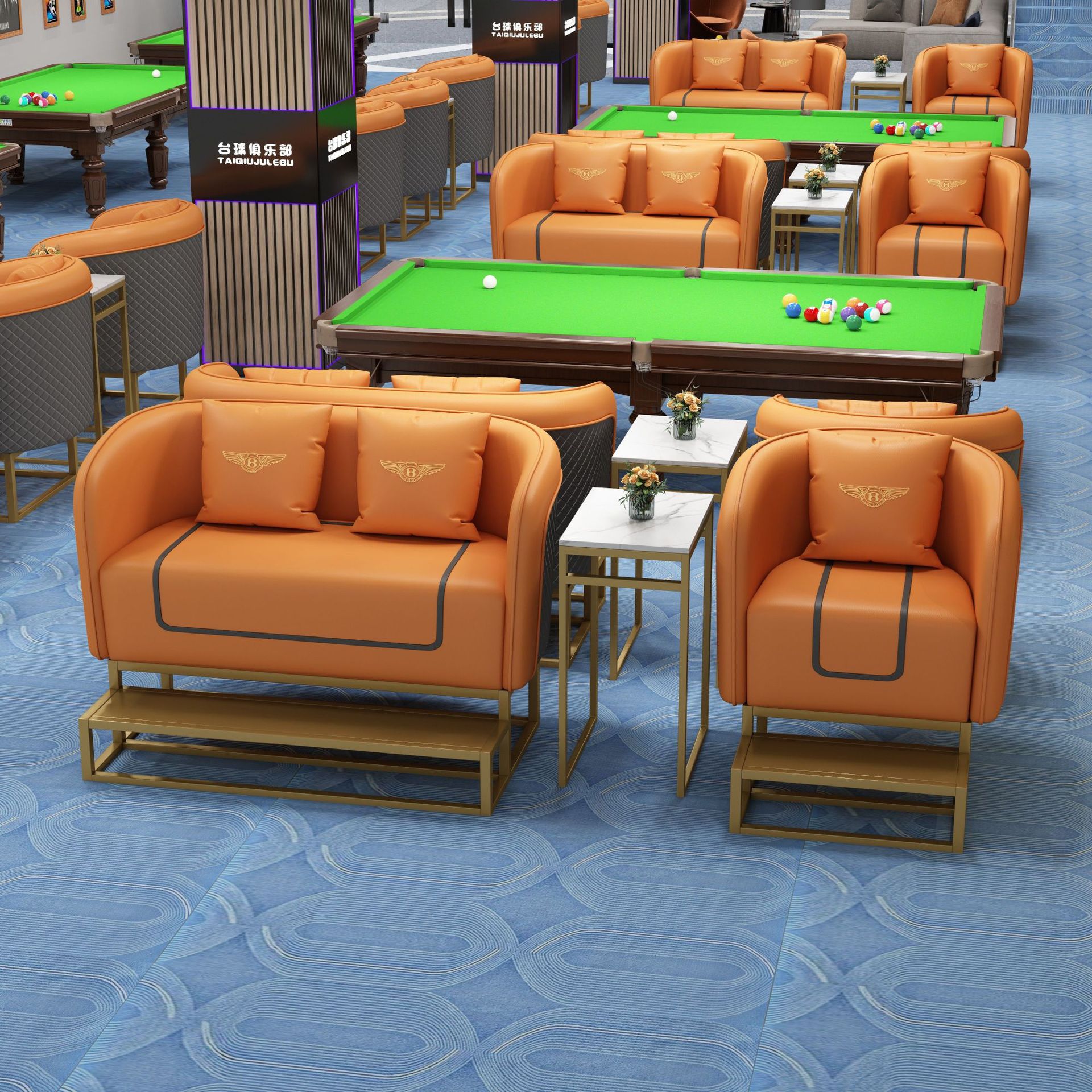 สีส้ม: ชุดสำหรับสามคน (โต๊ะกาแฟหินสังเคราะห์)