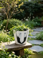 Pot de fleurs en plastique abstrait noir et blanc, pot décoratif moderne pour plantes d'intérieur, décoration de table à la maison