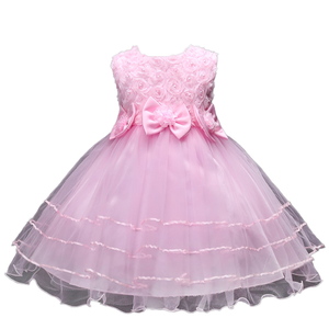 工厂批发儿童女孩正式西式派对服装夏季花卉图案透气缎面连体长款迷你连衣裙 - Product Image 5