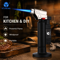 Briquet torche YIZHENG à verrouillage de sécurité, haute puissance, à allumage direct, rechargeable, pour usage extérieur et cuisine, coupe-vent, flamme simple