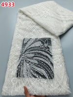 Tissu en dentelle africaine Kalume 4933 avec perles et paillettes, tissu en dentelle française haut de gamme luxueux, maille de haute qualité pour robe de mariée
