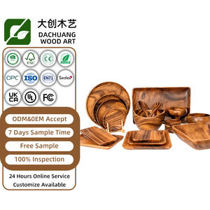 Gỗ bát và Tấm đặt tốt nhất bán Bộ đồ ăn bằng gỗ cho bữa ăn tối thực phẩm phục vụ đầy đủ bộ đồ ăn - Product Image 1