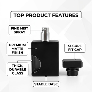 Botella de <span class=keywords><strong>Perfume</strong></span> Cuadrada de Vidrio Premium con Pulverizador Plateado y Tapa Facetada, Recargable, Frasco Vacío para Decantación de <span class=keywords><strong>Perfume</strong></span> - Product Image 2