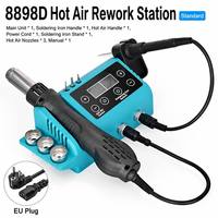 Station de Retravail à Air Chaud Professionnelle 8898D 2-en-1, Pistolet Thermique 500W et Fer à Souder Numérique 60W pour Réparation de PCB de Téléphones Mobiles SMD BGA