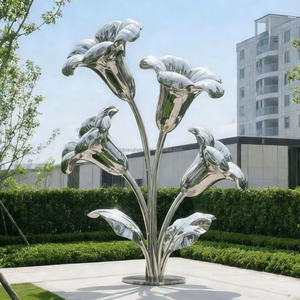 Esculturas Personalizadas de Flor de <span class=keywords><strong>Trompeta</strong></span>/Gloria de la Mañana en Acero Inoxidable, Decoración de Paisajes Exteriores, Adornos con Impresión Digital y Fundición - Product Image 4