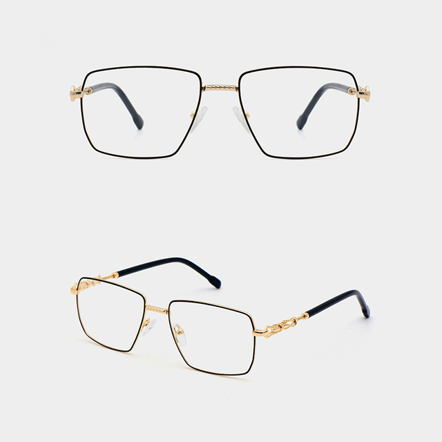 Brand Design Square Metal Optical Frames for Men Fashion Business Eyeglasses Frames Women Craft Hinge Glasses Acetate Temple Tip