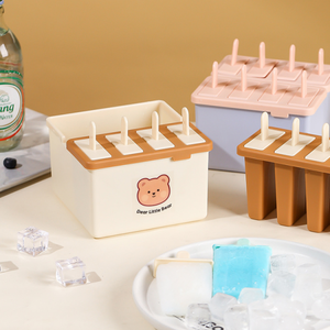 Moule à sucettes glacées en silicone de qualité alimentaire avec couvercle, bac à glaçons domestique, outil de fabrication de crème glacée maison - Product Image 1