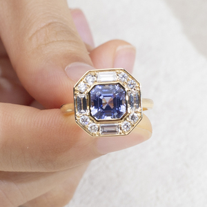 Anillo de compromiso Messi Jewelry MSR-1679 con diamante de laboratorio de corte Asscher de 18k - Product Image 1