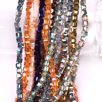 Perles de verre carrées facettées de 2/3/4 mm pour la fabrication de bijoux, perles de cristal en vrac pour bracelets, colliers, breloques pour femmes, kit de bricolage