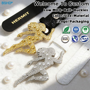 Servicios de Personalización de Hebillas de Cinturón de Cuero PU con Perlas/Strass 3D, Estilo Rock para Mujer, Moda Urbana Universal Europea y Americana - Product Image 1