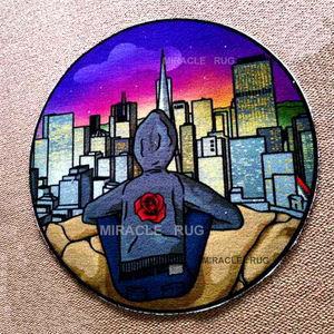 Alfombra Reversible tejida a mano con forma de <span class=keywords><strong>Anime</strong></span>, <span class=keywords><strong>DVD</strong></span>, sublimación, impresión 3D, disco de videojuego, alfombra circular para sala de estar, alfombras personalizadas - Product Image 3