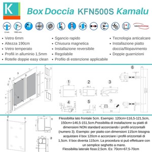 Kamalu KFN5000S moderna porta doccia scorrevole custodia 140x90 cornice nera vetro inossidabile per il bagno - Product Image 3