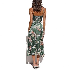 สินค้าใหม่ล่าสุด ชุดเดรสลำลองทรงเอ สไตล์แฟชั่นลายดอกไม้ ผ้าซาตินเป็นมิตรกับสิ่งแวดล้อม ความยาวระดับเข่า เปิดหลัง ทรงเอไลน์ เหมาะสำหรับฤดูร้อน - Product Image 3