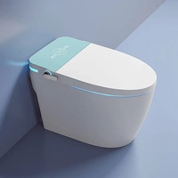 WC intelligent sans rebord en céramique de luxe avec chasse d'eau automatique, siège chauffant, séchage à l'air, télécommande incluse