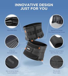 Nylon thoáng khí lưới vải trở lại Brace 3D thắt lưng Pad 6x hỗ trợ vành đai mềm thấp hơn giảm đau lưng cho nam giới/phụ nữ thoát vị đĩa - Product Image 2