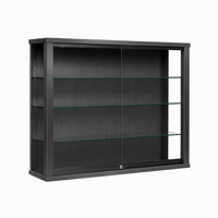 Vitrine murale de luxe pour bijoux, portes coulissantes en verre trempé, étagères réglables, cadre en métal anthracite et serrure à clé