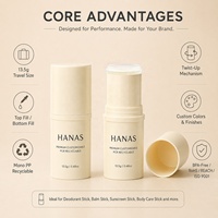 Tube d'emballage de parfum solide brillant personnalisé, conteneur de déodorant à remplissage par le haut/le bas avec bouchon à clapet en PP mono de 13,5 g, vente chaude