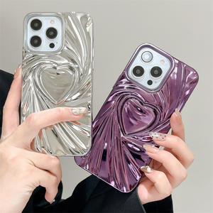 TPU Ins moda galvanoplastia 3D corazón textura anticaída multicolor suave funda <span class=keywords><strong>de</strong></span> teléfono para iPhone 16 15 14 Plus Pro Max - Product Image 1