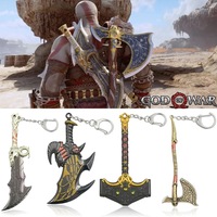 Porte-clés en métal de type hache et épée, pendentif fantaisie pour hommes, breloque pour sac de voiture, accessoire de cosplay, cadeau pour les fans de jeux