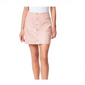 Minifalda Sexy de Cintura Alta en Cuero PU para Mujer, con Dobladillo Asimétrico, Color Sólido, Ajustada al Cuerpo, Ideal para Salir de Noche - Product Image 1