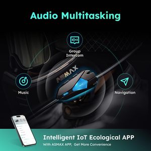 ASMAX Intercomunicador de Moto Z1 PLUS, Intercomunicador Inalámbrico ABS Full Duplex 8000M, Casco de Motocicleta con Bluetooth - Product Image 5