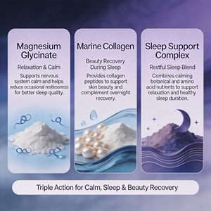 Poudre de boisson pour le sommeil OEM ODM : Magnésium Glycinate, L-Théanine, Ashwagandha, Collagène <span class=keywords><strong>Marin</strong></span> – 15 Sachets – Boisson Beauté Sommeil - Product Image 4
