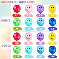 Ballons souriants Happy Smile pour fête d'anniversaire, 12'' en latex, ballons colorés à visage souriant, ballons coquins pour fête d'enfants