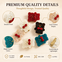 Ume Wholesale Pinces à cheveux latérales en acétate écologique, motif petit ours mignon, type bec de canard, avec logo personnalisé pour enfants