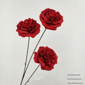 Décorations florales artificielles imprimées en 3D <span class=keywords><strong>de</strong></span> la série rouge chinoise pour mariage, roses, tulipes, phalaenopsis, pour cérémonies et banquets - Product Image 2