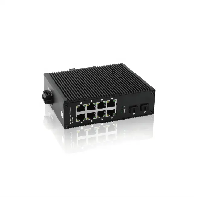 Din 8ge 2sfp Gigabit Onbeheerde Industriële Poe Ethernet Switch 6kv-103f Werkt 1000Mbps Industriële Kernnetwerkswitch