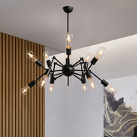 Lustre suspendu décoratif moderne en fer pliable en forme d'araignée à 6, 8, 12, 16 ou 18 têtes LED