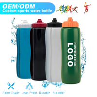 Bouteille d'eau sport portable de 1 L, légère, de qualité alimentaire, avec couvercle rabattable, pour l'entraînement au tennis et au football, directement de l'usine