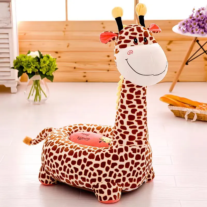 Promotional giraffe sofa plush animal shaped sofa chair cute cartoon stuffed soft toy kids gift animal sofa chair