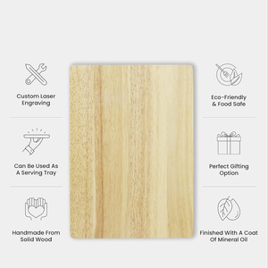 Planche à découper rectangulaire en bois d'hévéa, légère, compatible couteaux, idéale pour la gravure, bloc de boucher pour cadeau - Product Image 6