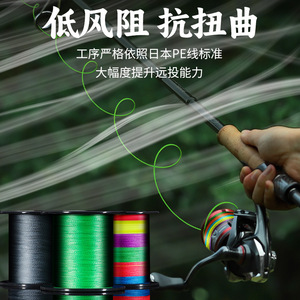 Línea de pesca trenzada Chiren de 4 hebras, línea principal de PE de alta resistencia para pesca de larga distancia. - Product Image 3