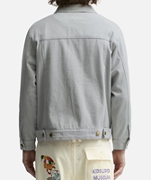 Conception personnalisée Distressted Patch 100% coton délavé gris clair Heavy Trucker Canvas Work Jacket Men