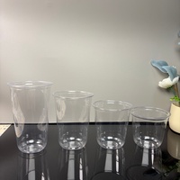 Cetak LOGO Kustom, Gelas Plastik PET Bulat Dasar U 360ml 500ml 700ml untuk Minuman Dingin dengan Tutup Datar, untuk Gelas Sekali Pakai Bawa Pulang