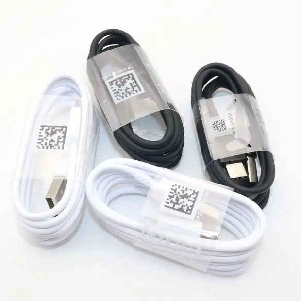 Cabo de dados de carregamento rápido USB tipo C preto branco para celular S20 S10 Note 10 original de alta qualidade 2.1A 1.2M 2024