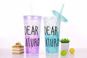 Taza de paja de plástico para exteriores, vaso de plástico fresco para refrigeración de doble capa, para estudiantes coreanos - Product Image 3