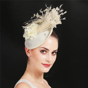 หมวกเจ้าสาวผ้าลินินแฟชั่นแบบอังกฤษ,อุปกรณ์ตกแต่งผมแบบแฮนด์เมดหมวกงานปาร์ตี้งานแต่งงานและโบสถ์ - Product Image 5