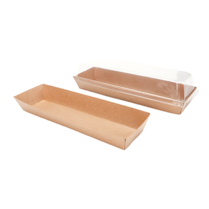 กล่องบรรจุภัณฑ์อาหารแบบใช้แล้วทิ้งทำจากกระดาษคราฟท์รีไซเคิลแบบมีตราประทับสั่งทำพิเศษ สำหรับเค้ก แซนวิช ขนมขบเคี้ยว-กล่องแบบมีช่อง รับสั่งทำตามแบบ - Product Image 1