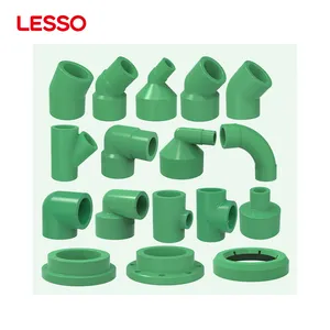 LESSO China supplier green ppr pipe fitting elbow ppr pipe fitting unequal tee for hot water tube