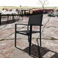 Chaise de salle à manger d'extérieur empilable en aluminium à hauteur réglable, design moderne, pour jardin, cour et entrepôt, avec panneau en textilène sérigraphié