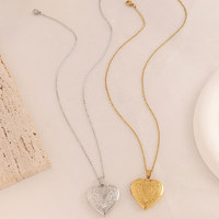 Haute Qualité Femmes Or Rempli Délicat Collier Ouvert Photo Coeur Médaillon Pendentif 18k Plaqué Or En Acier Inoxydable Collier