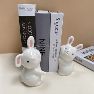 Clip de livre de décoration de chambre modèle lapin pâques lapin décoration de dessin animé serre-livres en céramique tirelire multifonction - Product Image 4